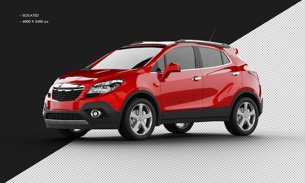 Isolated realistic shiny red modern sport city suv car from left front view