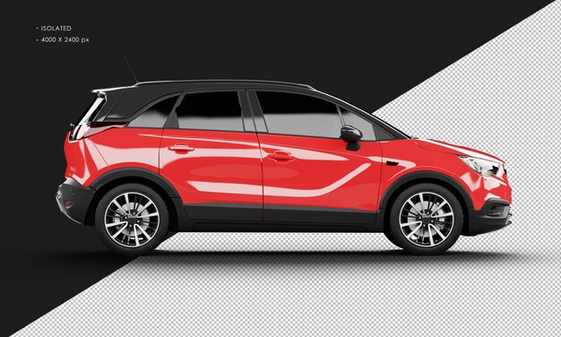 Isolated realistic shiny red modern sport suv city car from right side view