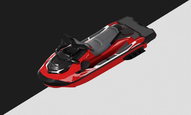 Isolated realistic shiny red sport water skijet from top left front view