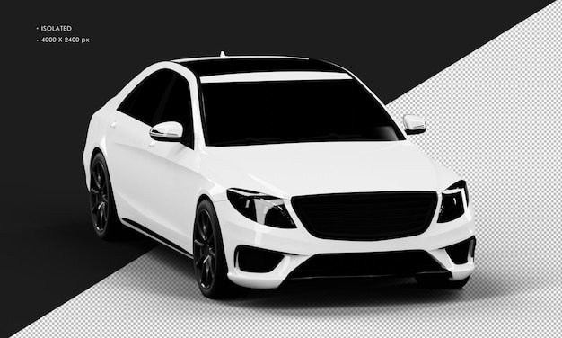 Isolated Realistic Shiny White Luxury Elegant City Sedan Car from Right Front Angle View