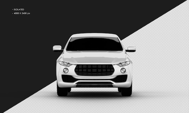 PSD isolated realistic shiny white modern city sport suv car from front view