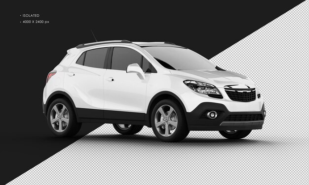 isolated realistic shiny white modern sport city suv car from right front view