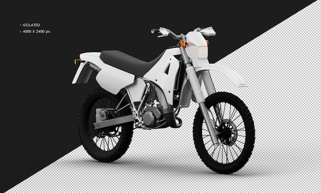右正面から分離されたリアルなシャイニーホワイトトレイルモーターサイクル