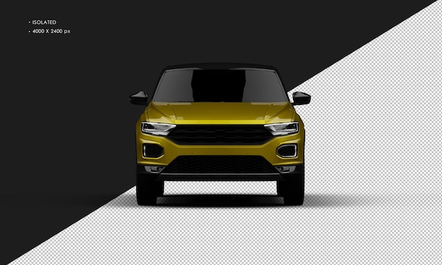 Isolated realistic shiny yellow modern city suv sport car from front view