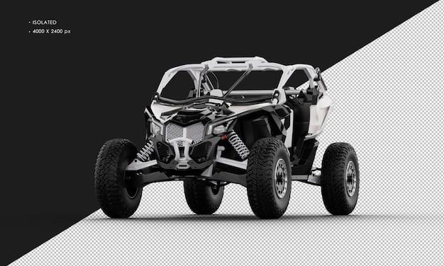 PSD isolated realistic white buggy offroad sport car from left front angle view