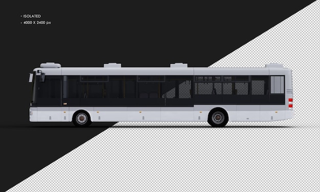 PSD isolated realistic white bus from left side view