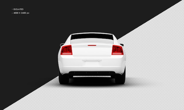 PSD isolated realistic white modern muscle sport sedan car from rear view