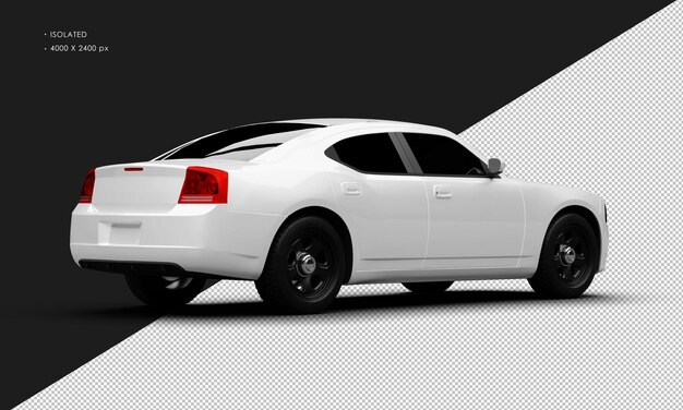 PSD isolated realistic white modern muscle sport sedan car from right rear view