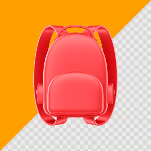 PSD isolated red 3d school bag for composition