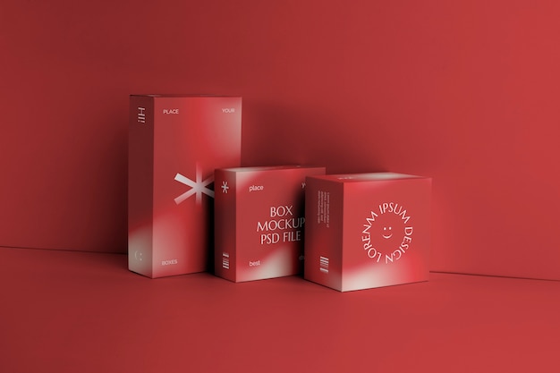 PSD isolated red box mockup