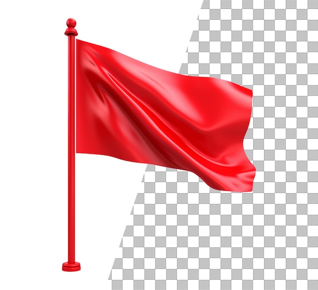 PSD isolated red flag object with transparent background