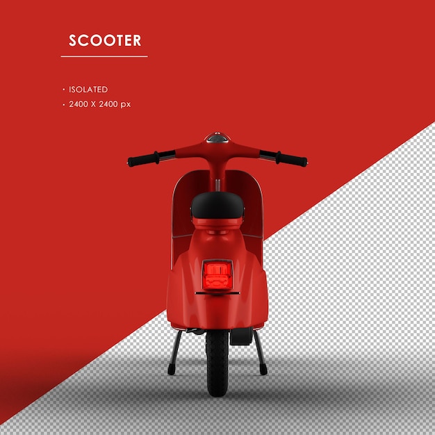 Scooter rosso isolato dalla vista posteriore