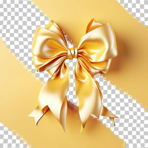 Isolated satin ribbon in yellow transparent background