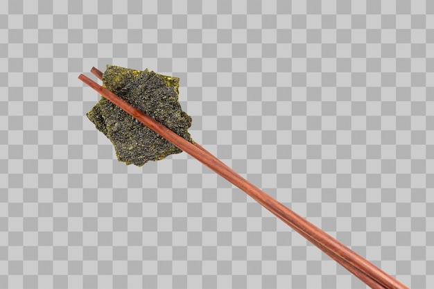 Isolated seaweed with chopsticks