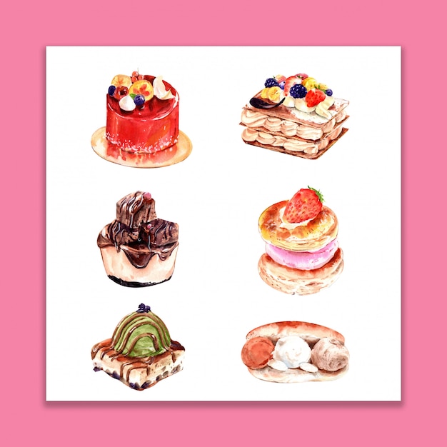 PSD isolated set watercolor bakery