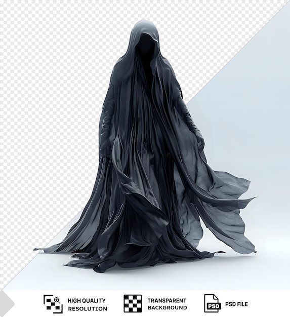 PSD isolated shadow wraith figure in a black robe on a isolated background