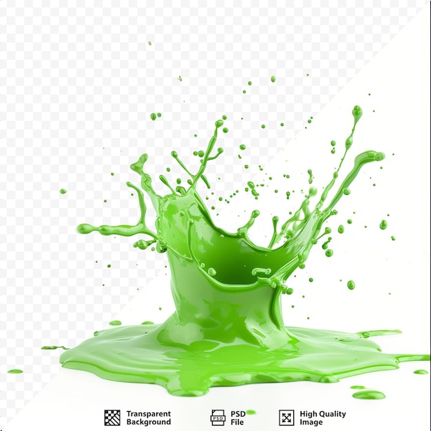 PSD Изолированный выстрел зеленой краски на белом изолированном фоне