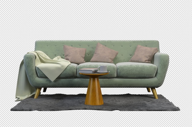 Isolated sofa in 3d rendering