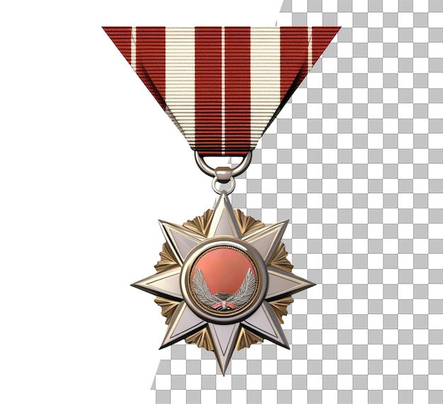 Medaglia di soldato isolata distintivo di merito militare oggetto con sfondo trasparente