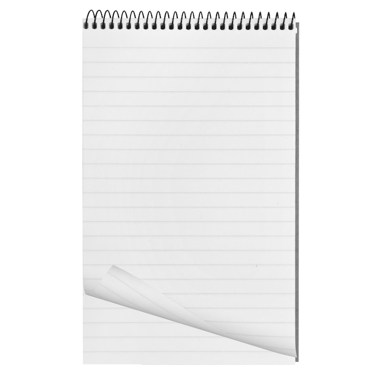 PSD the isolated spiral paper notebook with curled paper