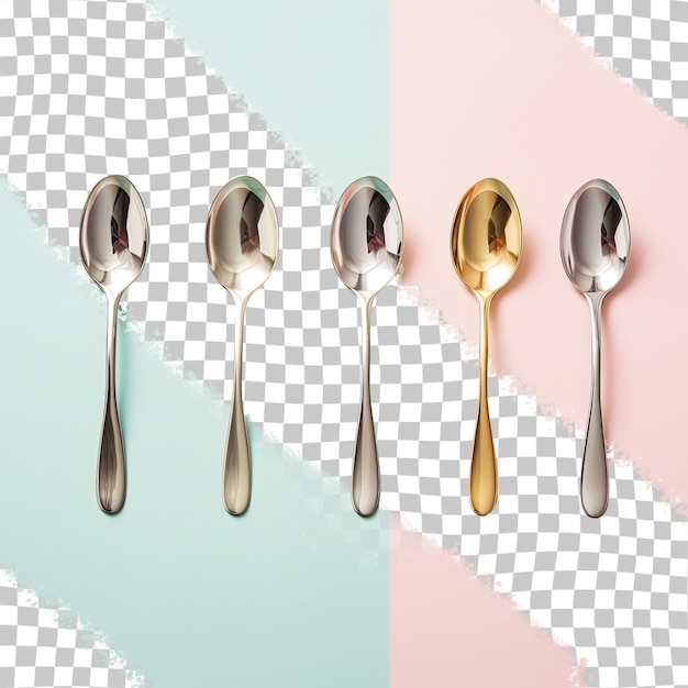 Isolated stainless steel coffee spoon on a transparent background suitable for design