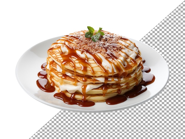 Isolated tasty delicious pancake dessert with transparent background