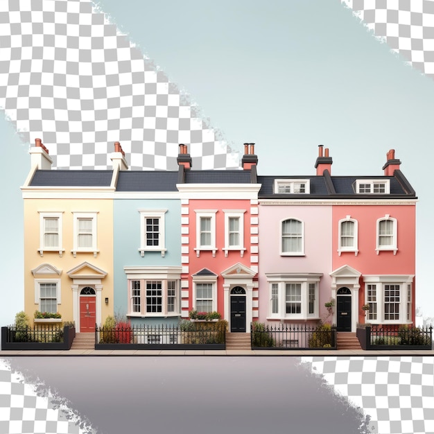 PSD isolated terrace house in the uk transparent background