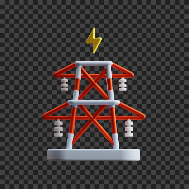 PSD isolated transmission tower 3d icon