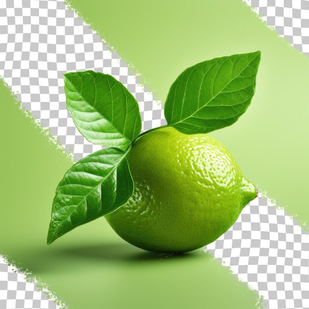 PSD isolated on transparent background lime with green leaves