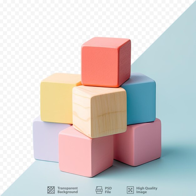 PSD isolated transparent background with colored wooden cubes