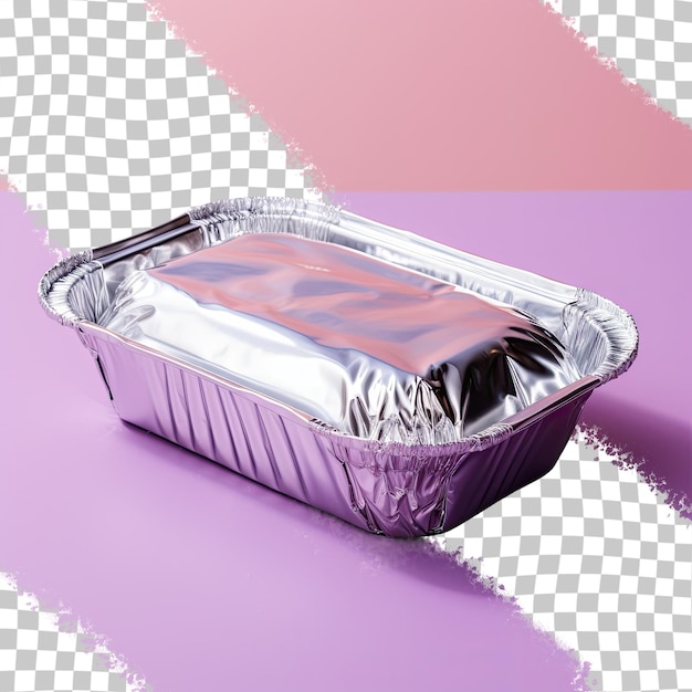 PSD isolated transparent background with a foil container for food delivery