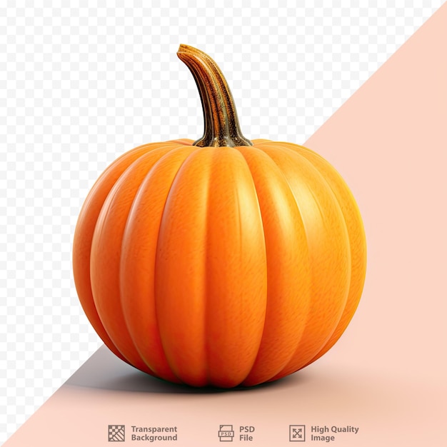 An isolated transparent background with an orange pumpkin