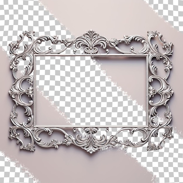 Isolated transparent background with silver frame for art or photos