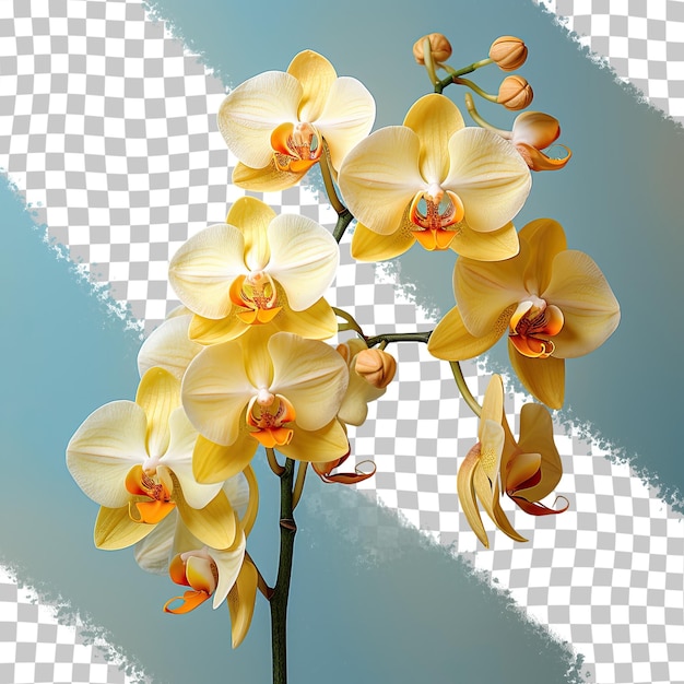 Isolated transparent background with yellow orchid
