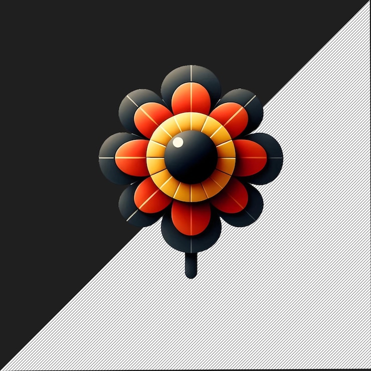 PSD isolated transparent png of geometric flower