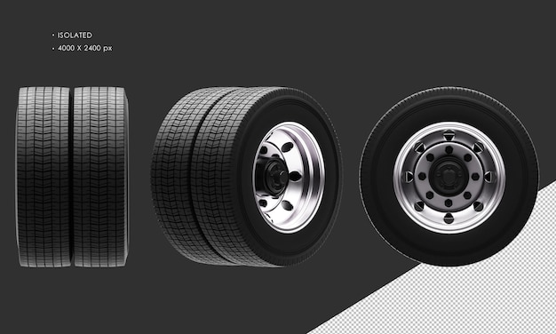PSD isolated truck rear wheel rim and tire