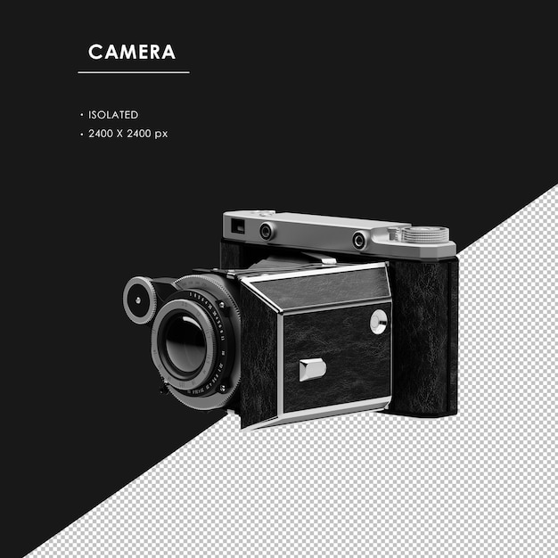 PSD isolated vintage film camera from left front view