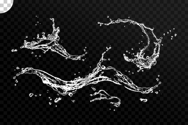 Isolated water waves splash and flow shapes