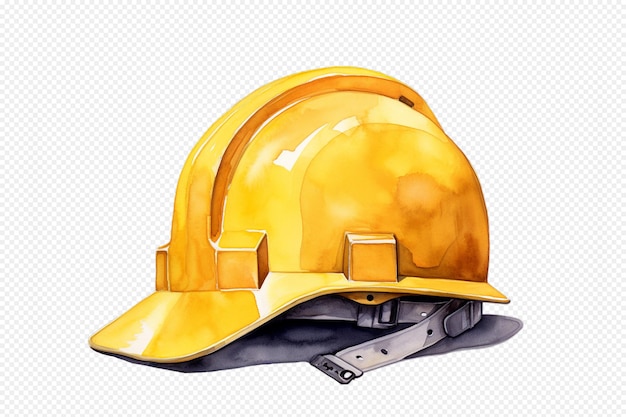 Isolated watercolor yellow worker hat on white