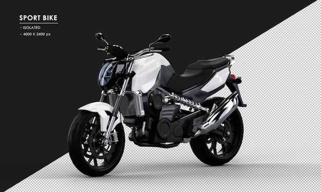 Isolated White Sport Bike From Left Front View