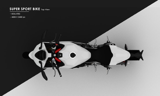 PSD isolated white super sport bike from top view