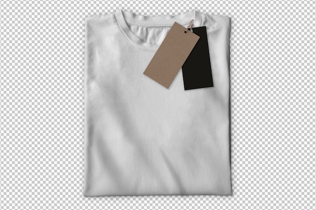 Isolated white t-shirt with labels