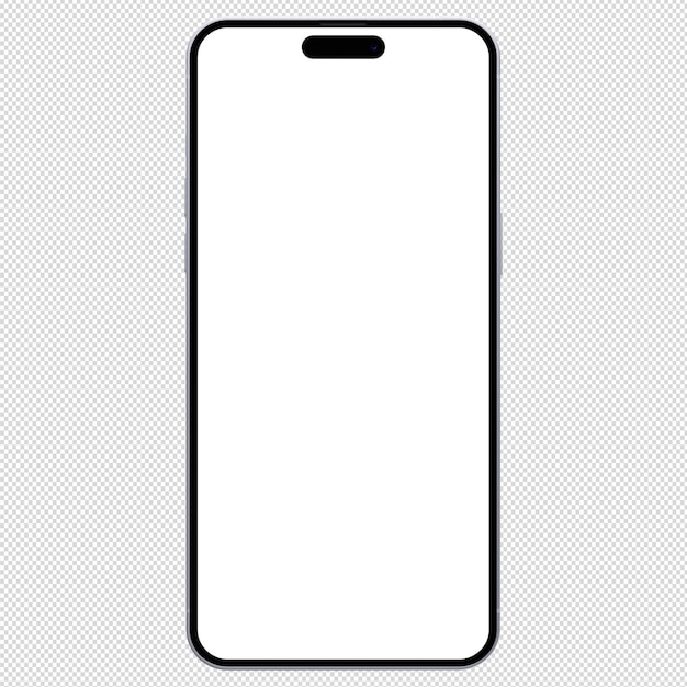 Изолированный белый титановый шаблон макета iphone 15 pro без фона