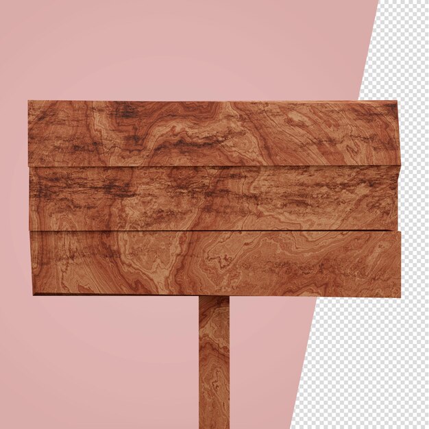PSD isolated wooden 3d board for composition