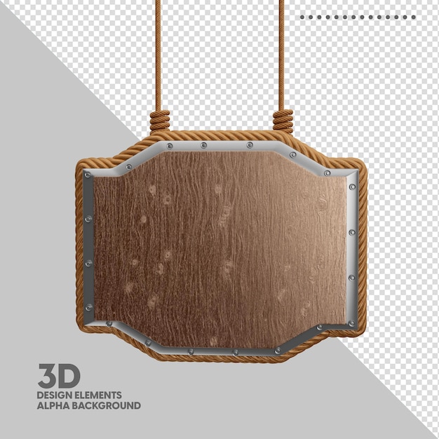 PSD isolated wooden 3d board for composition