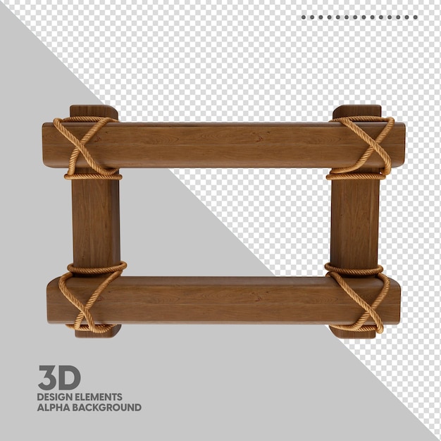 Isolated wooden 3d fence for composition