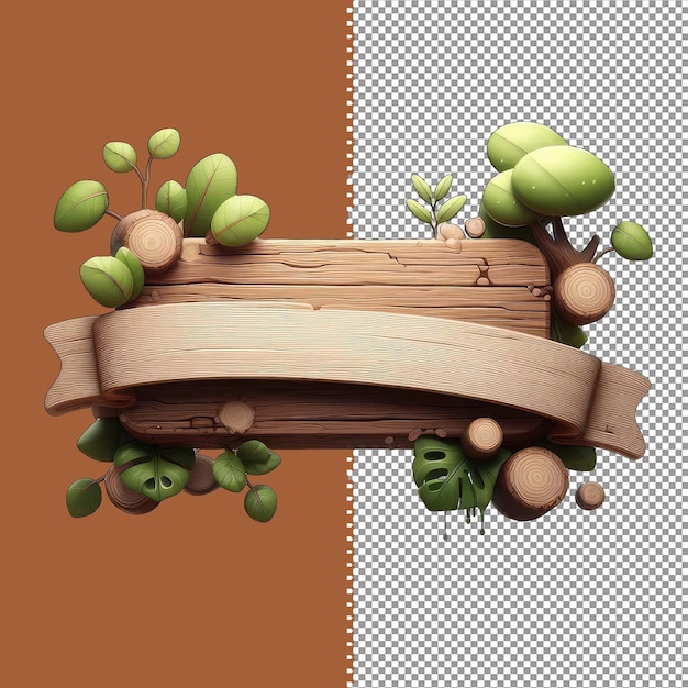 PSD isolated wooden banner png