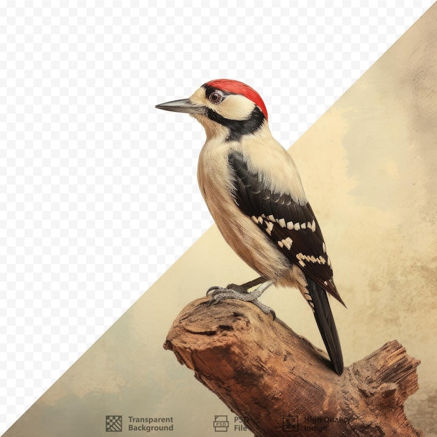 PSD isolated woodpecker on transparent background dendrocopos major