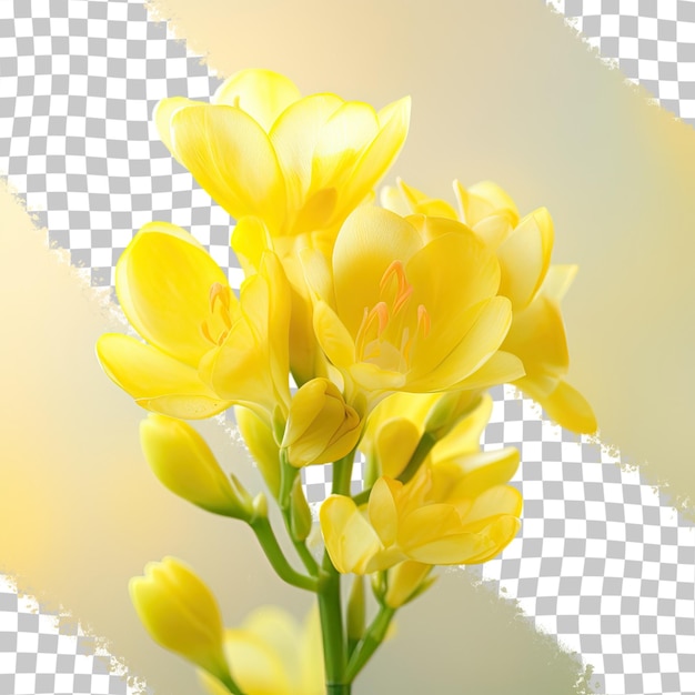 PSD isolated yellow freesia close up with transparent background