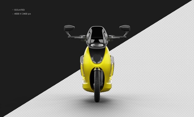 PSD scooter elettrico sportivo moderno metallico giallo isolato dalla vista frontale